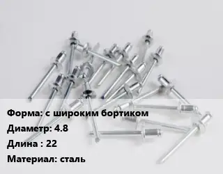 Заклепка с широким бортиком 4.8х22 сталь